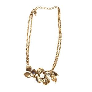 Gold Flower and Leaf Necklace